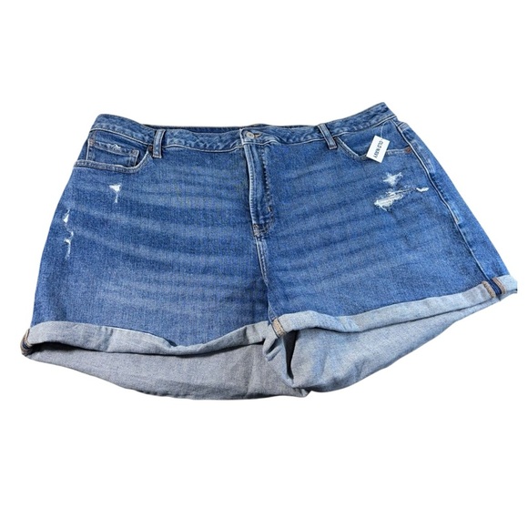 Old Navy High-Waisted Secret-Smooth Pockets O.G Straight Jean Shorts Size 24 NWT - Picture 2 of 8